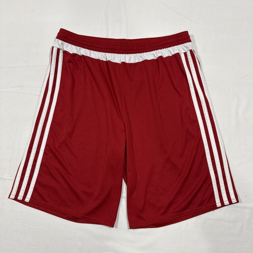 Adidas Climacool Red White Athletic Shorts Men’s XL 3-Stripe Gym Soccer Training